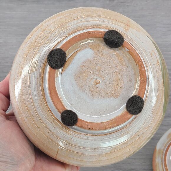 Signed Hobbyist Ceramic Stoneware Round Lidded Pottery Lidded Dish Floral - Picture 8 of 10